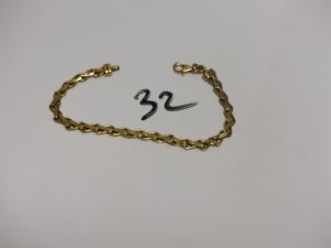 1 bracelet fantaisie en or (abîmé,L19cm). PB 7,5g