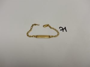 1 Bracelet en or maille marine avec plaque d'identité gravée "Nöel" (L14cm). PB 4,5g