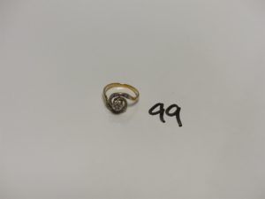1 Bague tourbillon en or et platine ornée de petits diamants taille rose (Td57). PB 3,2g