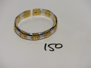 1 Bracelet gourmette en or bicolore ouverte (Diamètre 6cm). PB 56g