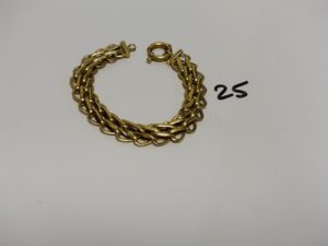 1 bracelet maille tressée (cabossé, L19cm). PB 12,6g