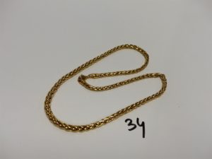 1 collier maille palmier en or (L42cm). 14,3g