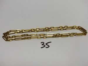 1 chaîne maille alternée en or (L72cm, un peu usée). PB 20,5g