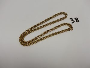 1 collier maille corde en or chaînette entrelacée (L42cm). PB 15,2g