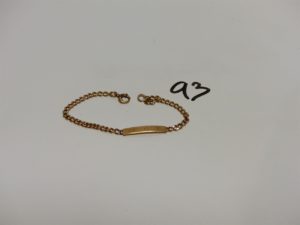 1 bracelet maille gourmette en or identité gravée (L13cm). PB 3,3g