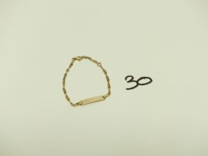 1 Bracelet en alliage 9K maille marine avec plaque d'identité vierge (L14,5cm). PB 1,6g