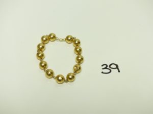 1 Bracelet en or maille boules (cabossé, cassé, L19cm). PB 11,2g