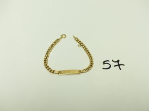 1 Bracelet en or maille gourmette avec plaque d'identité gravée "ANDRE" (abimé au niveau de l'anneau de bout, L17cm). PB 6,2g