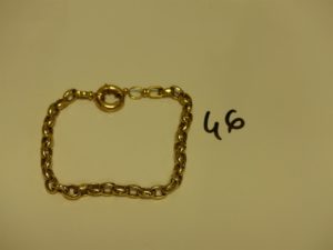1 bracelet maille jaseron cabossé en or (L20cm). PB 8,7g