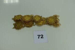 1 ceinture en or serti-griffes 18 pièces de 4 florins (L75cm). PB 149,5g