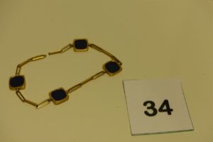 1 bracelet en or à décor de pierres style Lapis Lazuli (L19cm). PB 10,3g