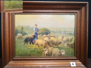 1 Charles CLAIR " La gardienne de mouton" H/P SBG 24x24cm