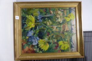 1 Tableau de Charles KVAPIL : Paysage aux fleurs, huile sur toile signée en bas à gauche dimension s 73X60cm