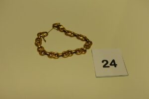 1 bracelet en or style maille grain de café (L19cm, un peu usé). PB 15,3g