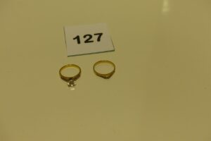 2 bagues en or ornées de pierres (Td48/50). PB 5,1g