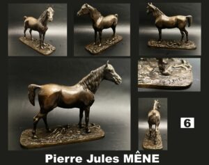 Pierre Jules MÊNE "Ibrahim cheval arabe" Sujet en bronze à patine brune, signé en creux sur la terrasse (H19cm L23cm)