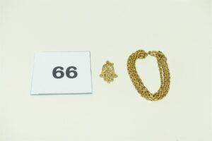 1 pendentif main en or et une chaîne maille forçat en or (L50cm). PB 10,6g