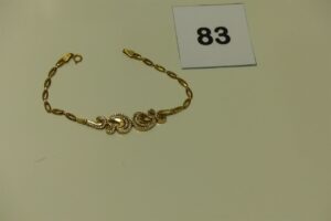 1 bracelet souple en or motif central orné de pierres (fragile,L18cm). PB 4,9g