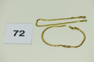2 Bracelets en or 750/1000 (1 maille haricot cassé)(1 maille haricot abimé, L19cm). PB 5g
