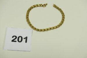 1 Bracelet maille festonnée en or 750/1000 (L 20cm,anneau de bout cassé). PB 7,3g