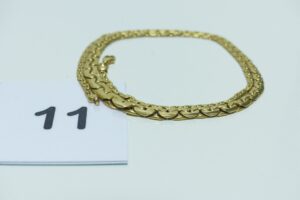 1 collier maille haricot en or 750/1000 (L45cm). PB 8,3g