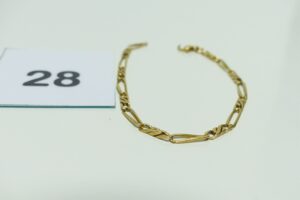 1 bracelet maille alternée en or 750/1000 (fermoir à réparer,L17cm). PB 3,9g