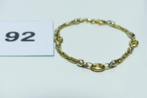 1 bracelet maille grain de café alternée maille forçat en or 750/1000 (L17cm). PB 7,3g