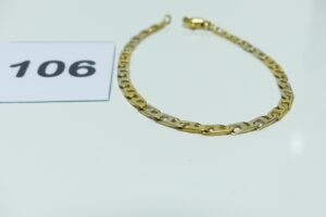 1 bracelet maille marine bicolore en or 750/1000 (L20cm). PB 8,6g