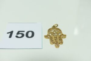 1 pendentif main filigranée en or 750/1000 (H3,5cm). PB 3,5g