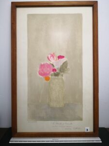 CATHELIN lithographie "bouquet de fleur " daté 1977 epeuve d'artiste dédicacé (62x33cm)