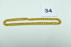 1 collier maille corde en or 916/1000 (L56cm). PB 12,1g