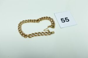 1 bracelet maille gourmette en or 750/1000 (avec chînette de sécurité cassée,L20cm). PB 16,5g