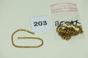1 bracelet petite maille palmier en or 750/1000 (L20cm). PB 4,9g + 2 bracelets en métal