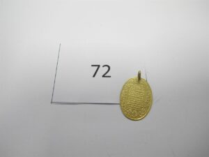 1 Médaille en or 18k(750/1000)gravée. PB 1,73g.