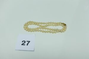 1 collier de perles un peu usées fermoir en or 750/1000. PB 18,7g
