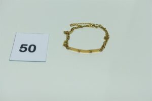 1 bracelet gourmette en or 750/1000 gravé "SG" (L18cm, à réparer). PB 7,9g