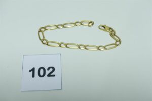 1 bracelet maille alternée en or 750/1000 (L23cm). PB 14,5g
