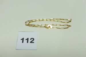 1 collier maille forçat en or 750/1000 fermoir menottes orné de petits diamants (L46cm). PB 11,7g