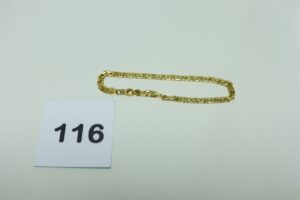 1 bracelet maille haricot en or 750/1000 (abîmé,L18cm). PB 3,5g