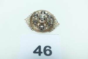 1 broche ouvragée en or 750/1000 et argent 800/1000 ornée de diamants TL rose (ancienne. PB 6,2g