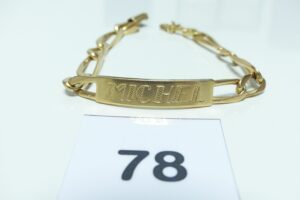 1 bracelet en or 750/1000 identité gravée (L23cm). PB 37,3g