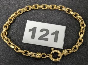 1 Bracelet maille alternée fermoir bouée (L20,5cm) en or 750/1000 18k. PB 9,4g