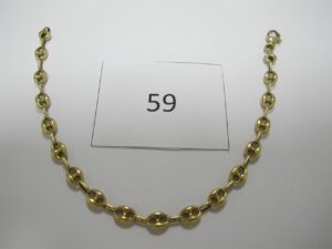 1 Bracelet en or 18k(750/1000)maille grains de café(L23cm).PB 8,28g.