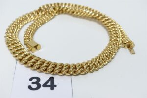 1 collier maille américaine en or 750/1000 (un peu abimé, L45cm). PB 35,3g