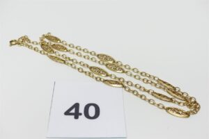 1 collier en or 750/1000 à motifs filigranés (L58cm). PB 11,9g