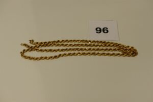 1 collier maille corde (très abîmé) en or 750/1000 (L66cm). PB 11,6g