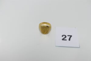 1 chevalière en or 750/1000 gravées (Td62). PB 18,7g