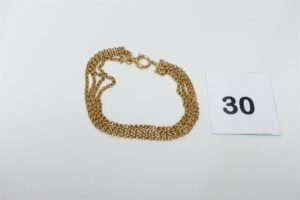 1 bracelet en or 750/1000 à 4 rangs maille jaseron (L22cm). PB 14,4g