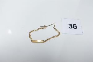 1 bracelet gourmette gravée en or 750/1000 (chaînette de sécurité en métal)(restaurée, L15cm). PB 4,9g