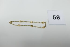 1 bracelet en or 750/1000 maille grain de café alternée (L20cm). PB 2,5g